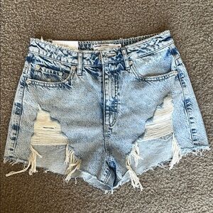 Garage Blue Jean Shorts High-Waisted Distressed